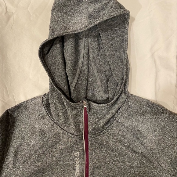 HOODIE REEBOK Quarter zip Tunic Fitted pullover Gray Spandex Yoga XL - Picture 1 of 10